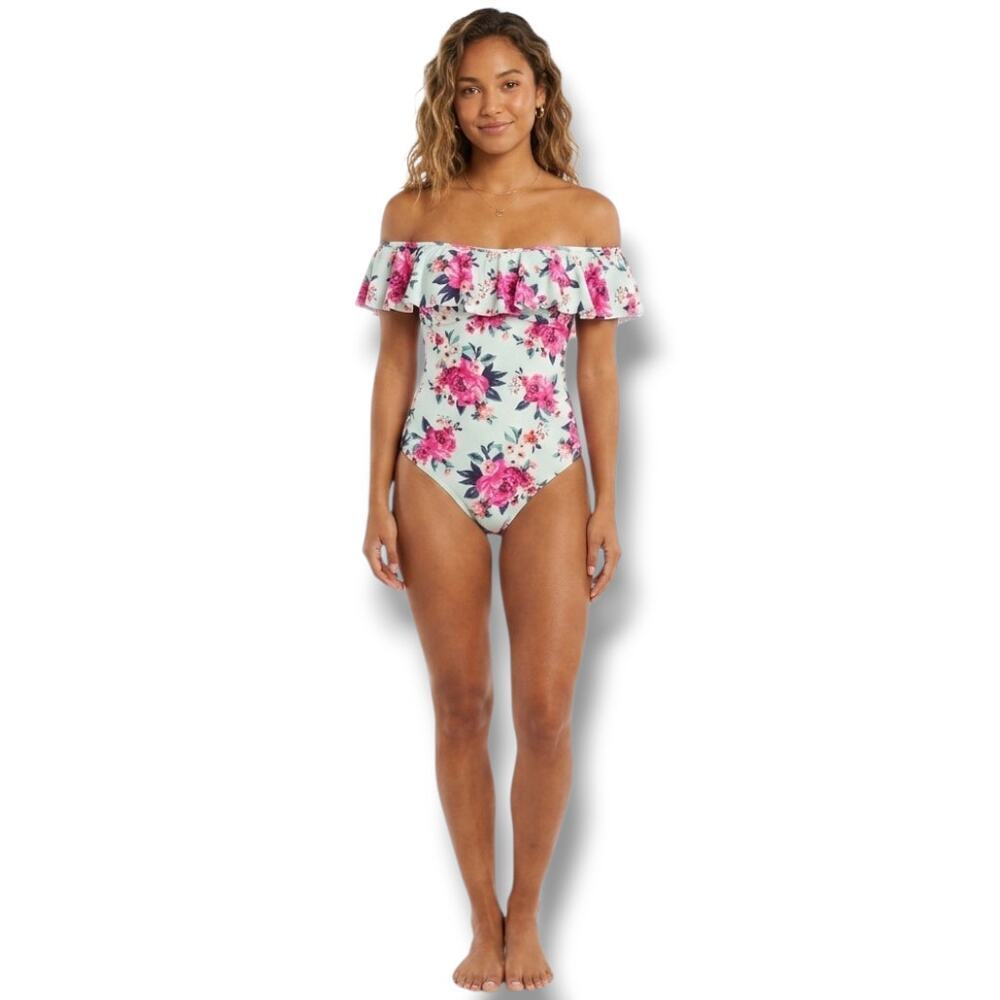 Arizona Jean Co Women’s Off-Shoulder Ruffle Floral One-Piece Swimsuit Size Small - Picture 7 of 7